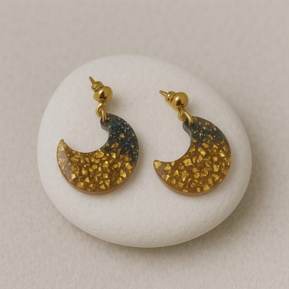 Σκουλαρίκια φεγγάρι με ημιπολύτιμους λίθους